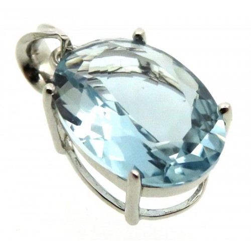 Siberian Aquamarine Quartz Sterling Silver Pendant 03